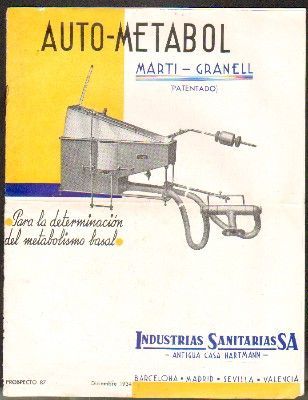 PROSPECTO 87. AUTO-METABOL. MARTI-GRANELL. PATENTADO. PARA LA DETERMINACIÓN DEL METABOLISMO BASAL