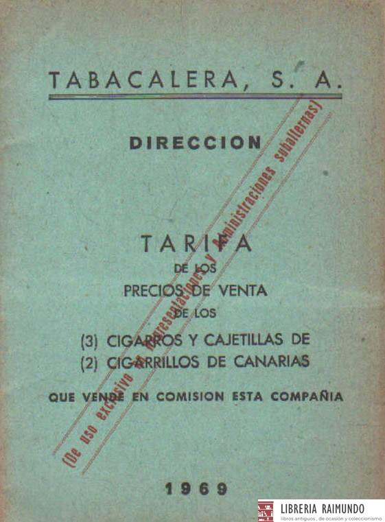 TARIFA DE LOS PRECIOS DE VENTA DE LOS CIGARROS Y CAJETILLAS DE CIGARRILLOS DE CANARIAS