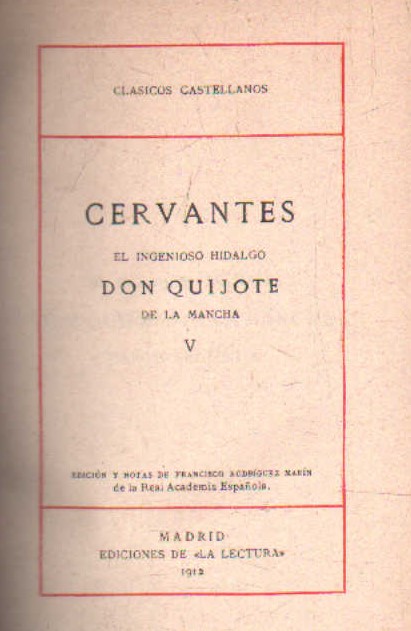 EL INGENIOSO HIDALGO DON QUIJOTE DE LA MANCHA TOMO V