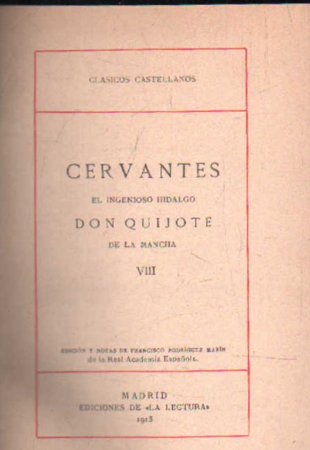 EL INGENIOSO HIDALGO DON QUIJOTE DE LA MANCHA TOMO VIII