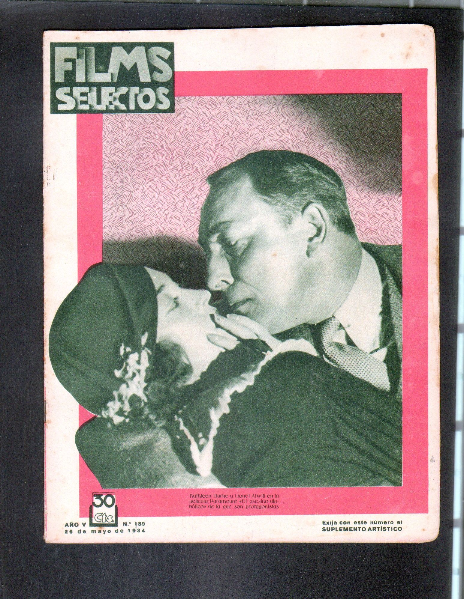 REVISTA FILMS SELECTOS. AÑO V. Nº 189. 26 DE MAYO DE 1934. (SUPLEMENTO ARTISTICO).