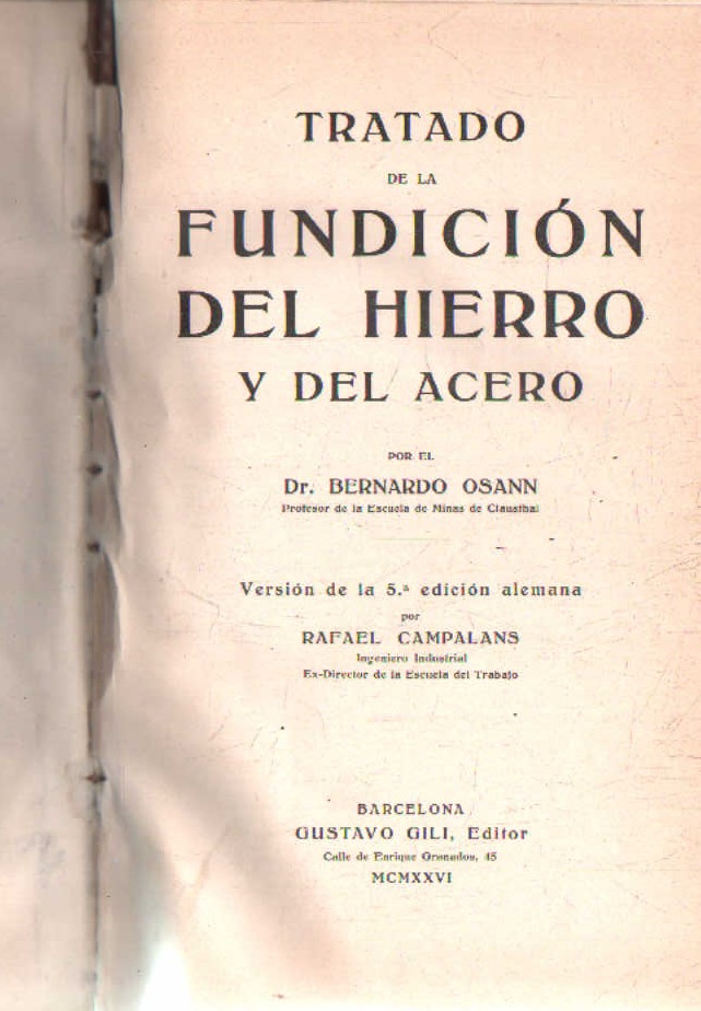 TRATADO DE LA FUNDICIÓN DEL HIERRO Y DEL ACERO