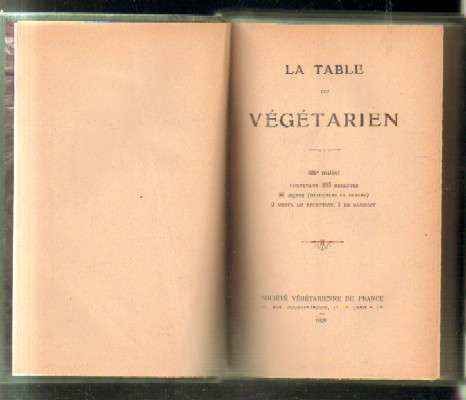 LA TABLE DU VÉGÉTARIEN.
