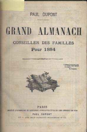 GRAND ALMANACH CONSEILLER DES FAMILLES POUR 1884