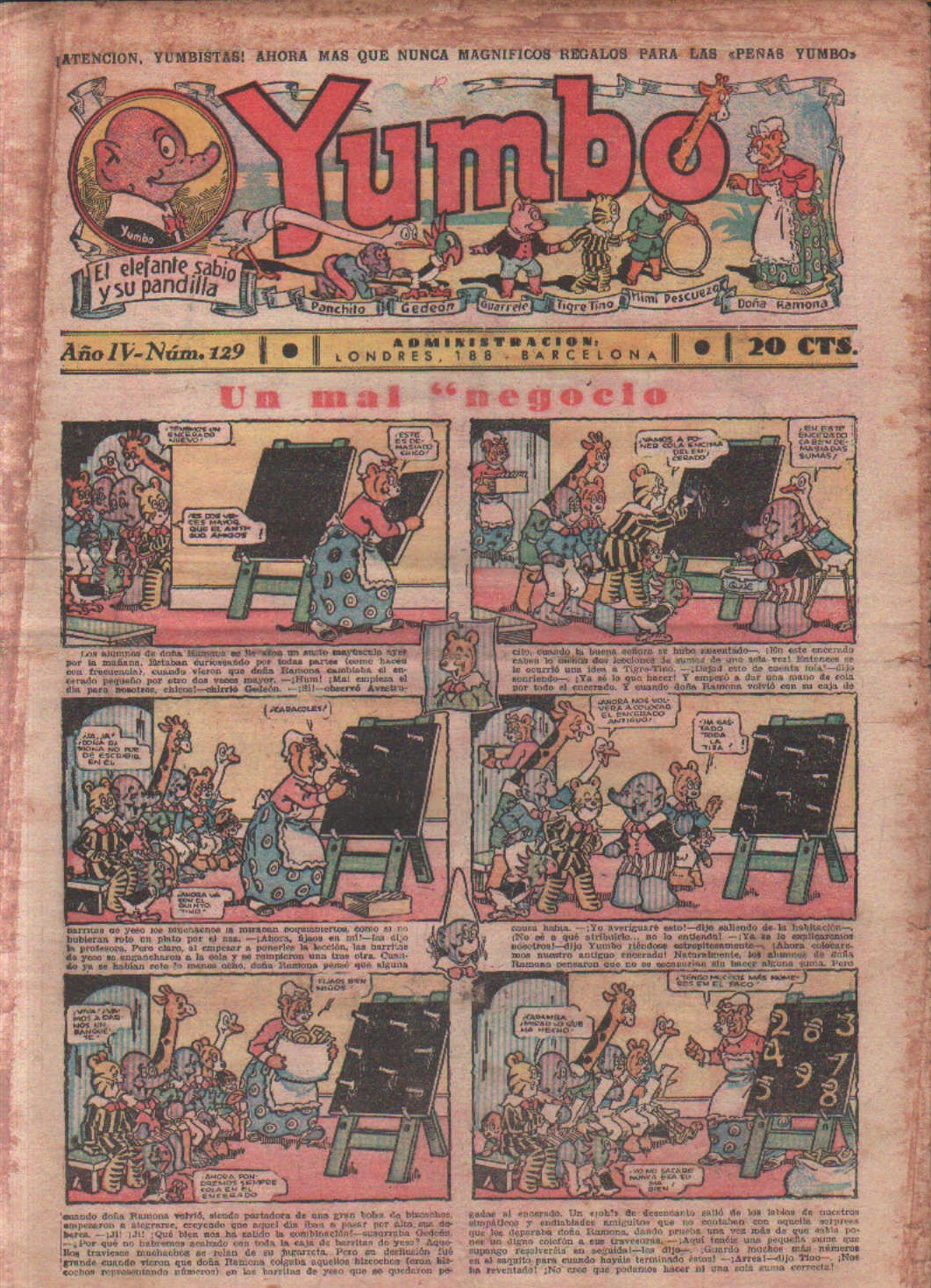 YUMBO. EL ELEFANTE Y SU PANDILLA. AÑO IV, NUM. 129