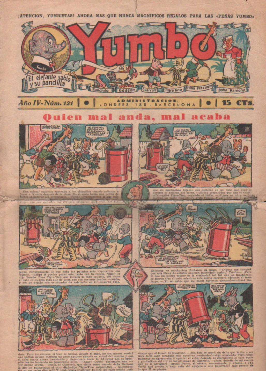 YUMBO. EL ELEFANTE Y SU PANDILLA. AÑO IV, NUM. 121