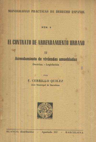 EL CONTRATO DE ARRENDAMIENTO URBANO II: ARRENDAMIENTO DE VIVIENDAS AMUEBLADAS