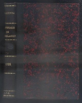 APENDICE ANUAL DE LEGISLACION DE 1928. BIBLIOTECA DE LA REVISTA DE HACIENDA.