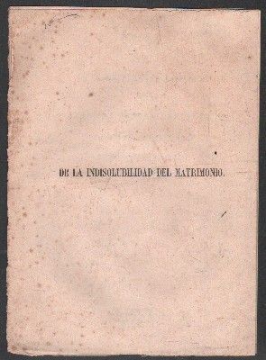 DE LA INDISOLUBILIDAD DEL MATRIMONIO. DISCURSO LEÍDO EN LA UNIVERSIDAD CENTRAL POR DON JOSÉ MESTRE