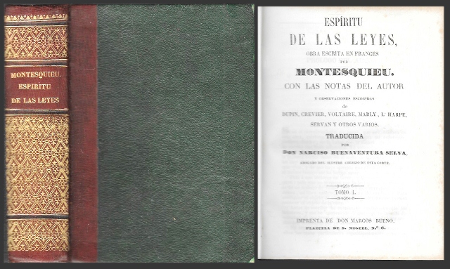 ESPIRITU DE LAS LEYES OBRA ESCRITA EN FRANCES POR MONTESQUIEU CON LAS NOTAS DEL AUTOR