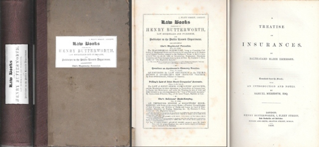 TREATISE ON INSURANCES - LAW BOOKS