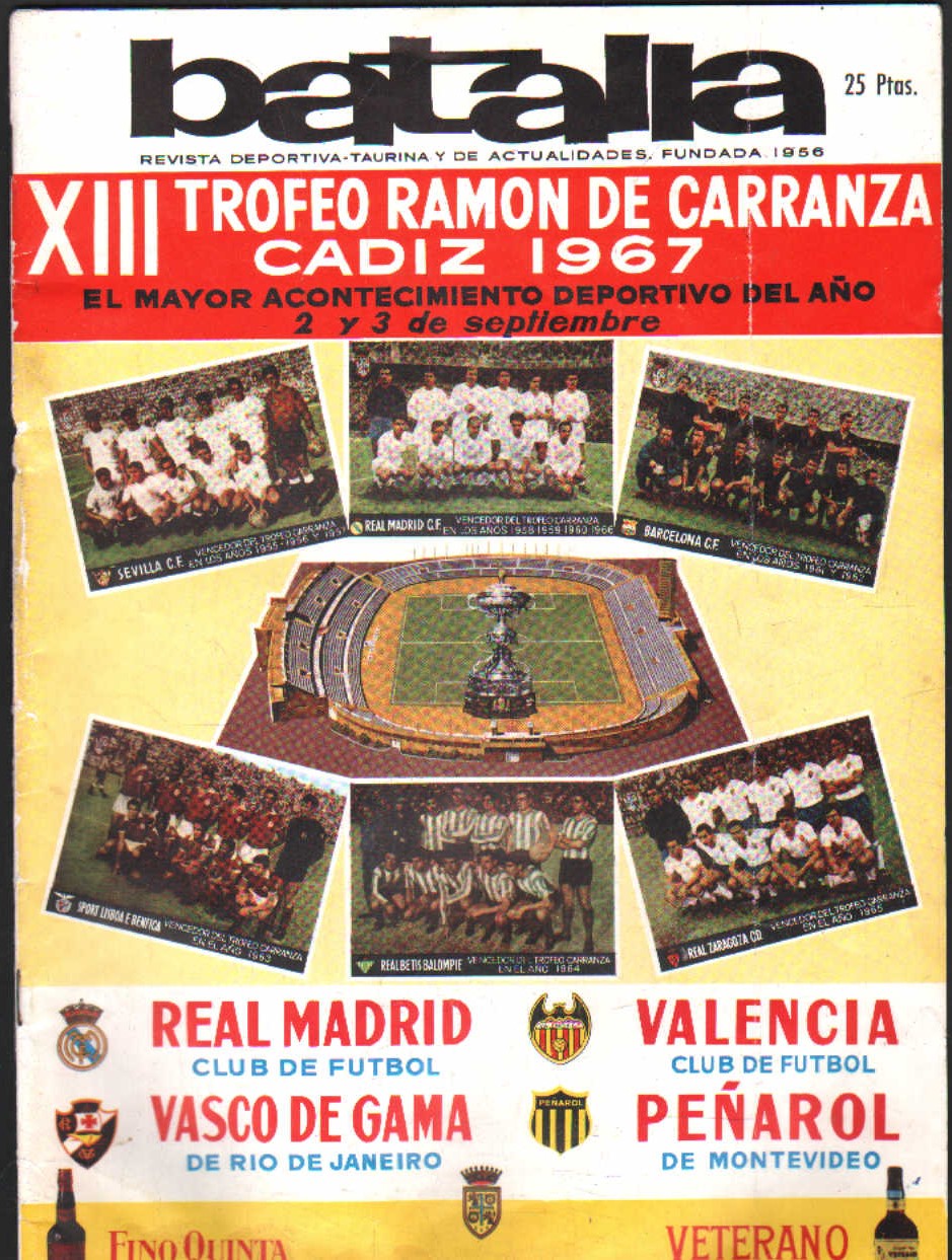 BATALLA. REVISTA DEPORTIVA, TAURINA Y DE ACTUALIDAD: XIII TROFEO RAMON DE CARRANZA 1967