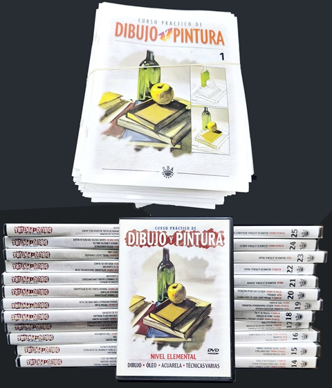 CURSO PRACTICO DE DIBUJO Y PINTURA 100 FASCICULOS Y 25 DVD.