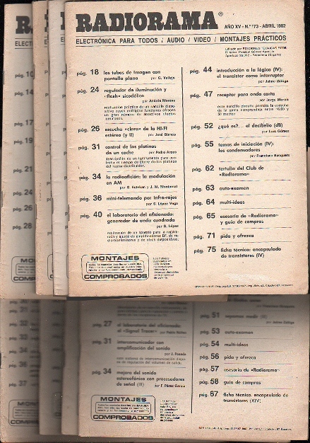 REVISTA RADIORAMA Nº: 173,175,179,183,184,192,193,194 AÑO 1982, 83 Y 84 - 0,15 EUROS UNIDAD