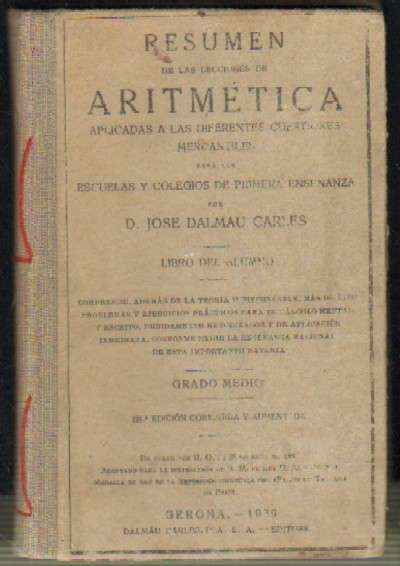 RESUMEN DE LAS LECCIONES DE ARITMETICA  LIBRO DEL ALUMNO GRADO MEDIO