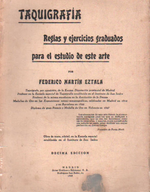 TAQUIGRAFÍA. REGLAS Y EJERCICIOS GRADUADOS PARA EL EJERCICIO DE ESTE ARTE