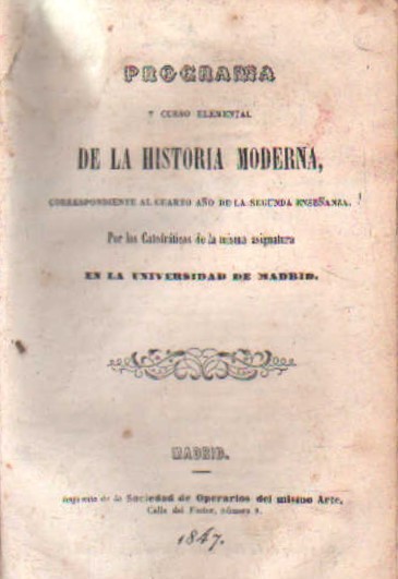 PROGRAMA Y CURSO ELEMENTAL DE LA HISTORIA MODERNA