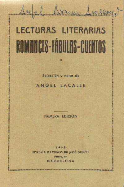 LECTURAS LITERARIAS. ROMANCES-FABULAS-CUENTOS