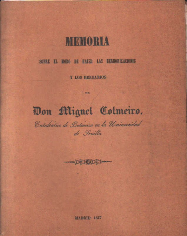 MEMORIA SOBRE EL MODO DE HACER LAS HERBORIZACIONES Y LOS HERBARIOS.