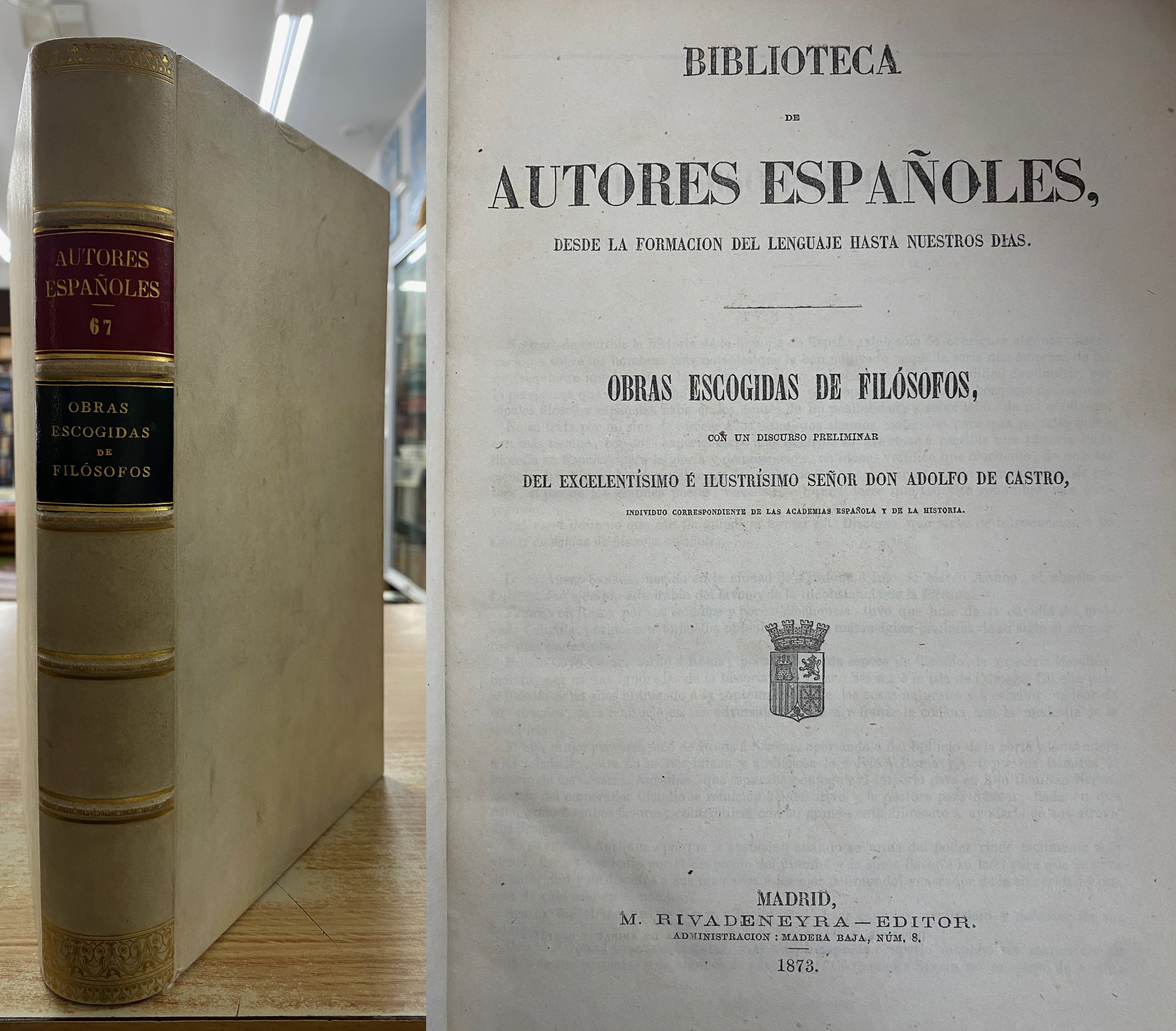 OBRAS ESCOGIDAS DE FILÓSOFOS. AUTORES ESPAÑOLES 67