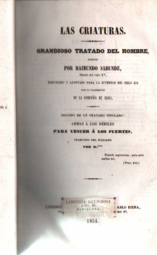 LAS CRIATURAS. GRANDIOSO TRATADO DEL HOMBRE