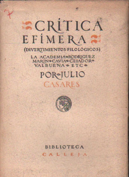 CRÍTICA EFÍMERA (DIVERTIMENTOS FILOLÓGICOS)