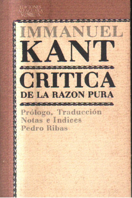 CRITICA DE LA RAZON PURA