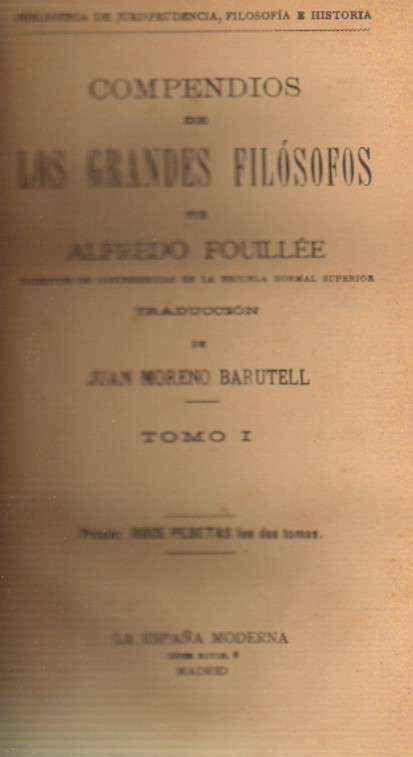 COMPENDIOS DE LOS GRANDES FILOSOFOS   TOMO 1