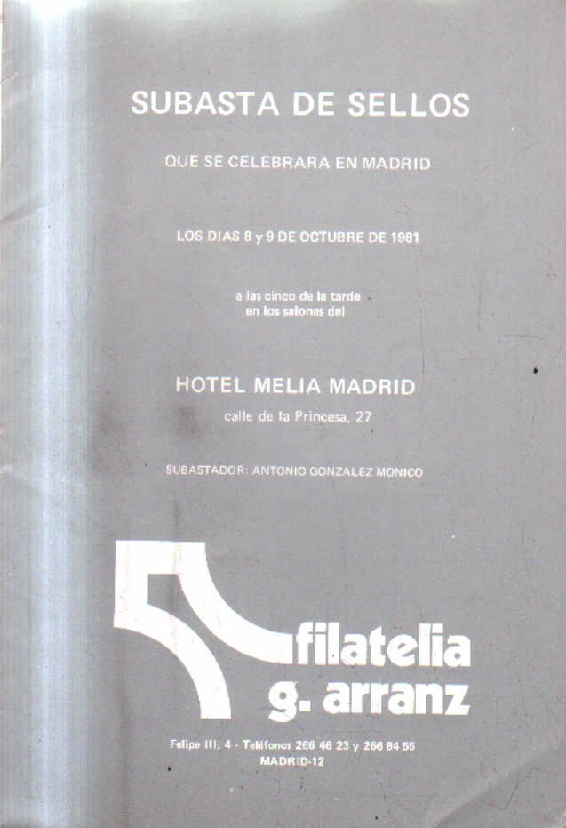 SUBASTA DE SELLOS. QUE SE CELEBRAN EN MADRID LOS DIAS 8 Y 9 DE OCTUBRE DE 1981.