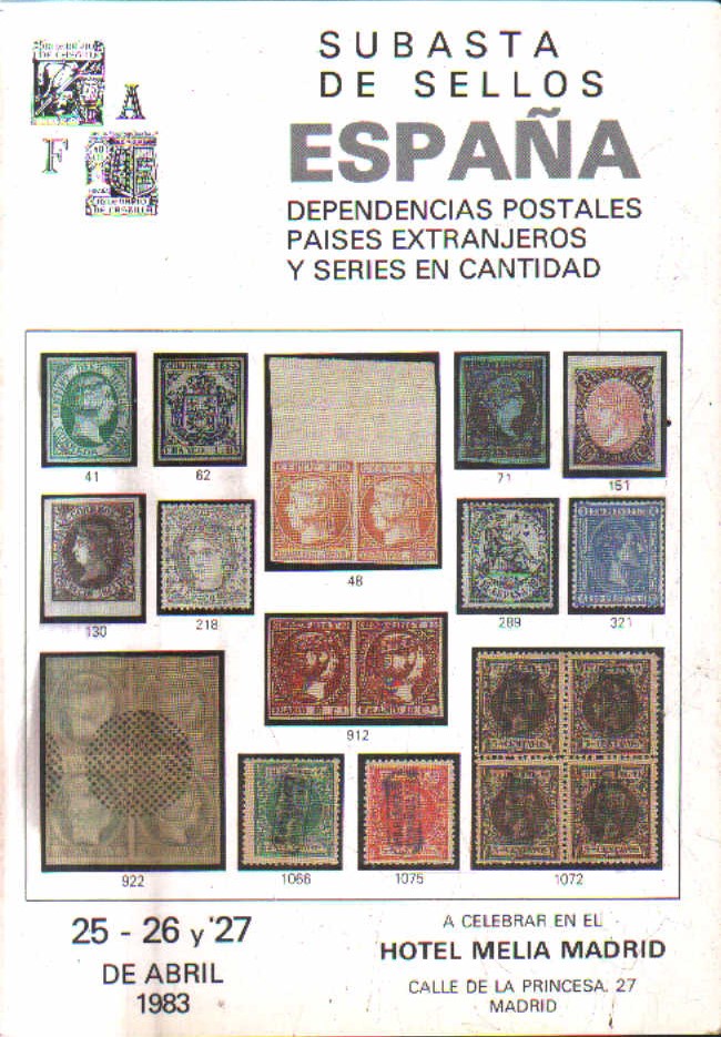 SUBASTA DE SELLOS 25-26 Y 27 DE ABRIL 1983.