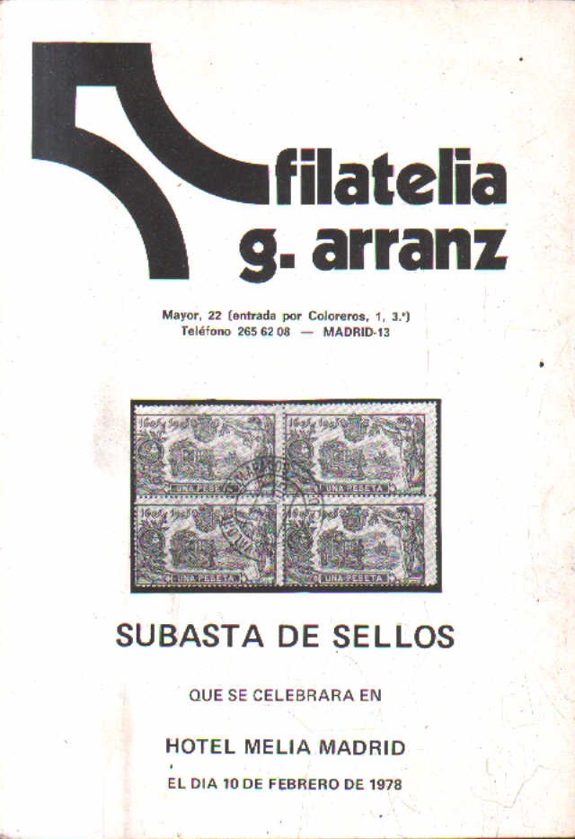 SUBASTA DE SELLOS. 10 DE FEBRERO DE 1978.