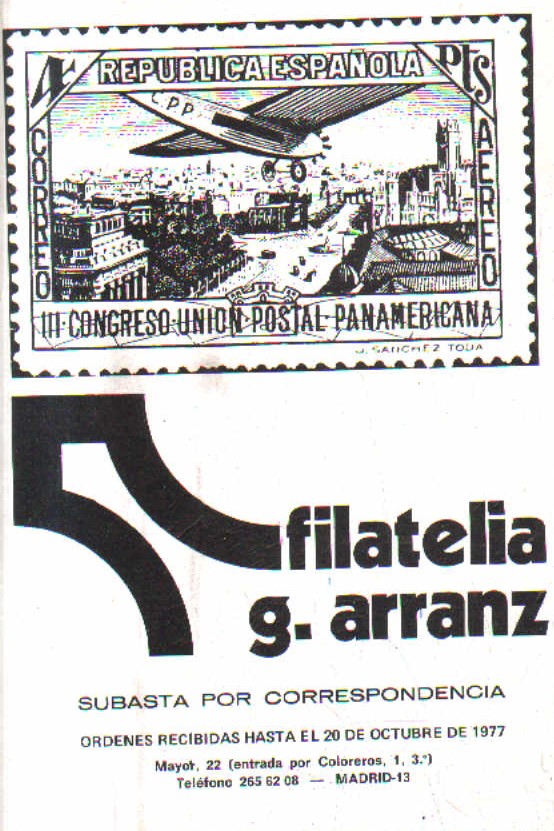 SUBASTA POR CORRESPONDENCIA. ORDENES RECIBIDS HASTA EL 20 DE OCTUBRE DE 1977