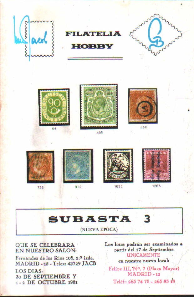 SUBASTA 3. (NUEVA EPOCA). 30 DE SEPTIEMBRE Y 1-2 DE OCTUBRE 1981.