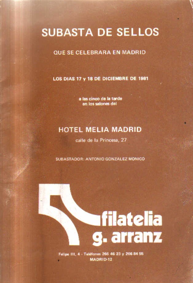 SUBASTA DE SELLOS QUE SE CELEBRARA EN MADRID. LOS DIA 17 Y 18 DE 1981