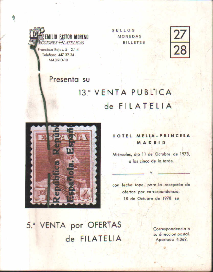 SELLOS MONEDAS Y BILLETES. Nº 27-28.