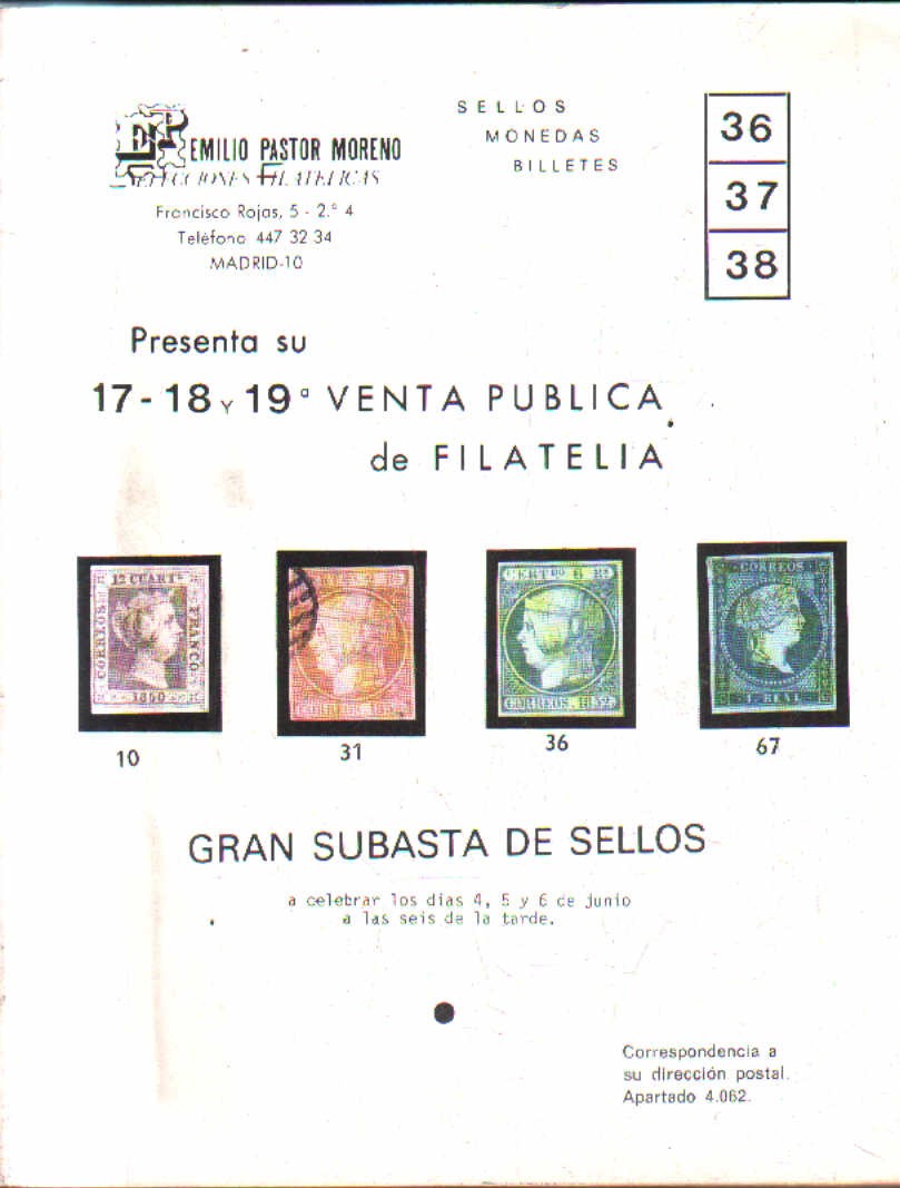 SELLOS MONEDAS Y BILLETES. Nº 36-37-38.