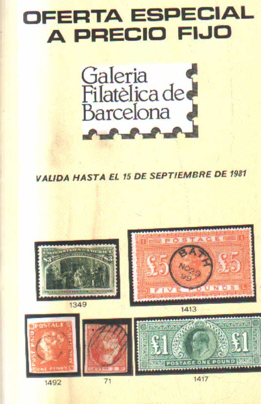 OFERTA ESPECIAL A PRECIO FIJO. VALIDA EL 15 DE SEPTIEMBRE DE 1981