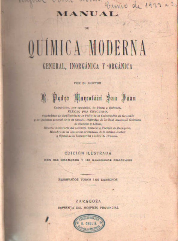 MANUAL DE QUIMICA MODERNA GENERA, INORGÁNICA Y ORGÁNICA