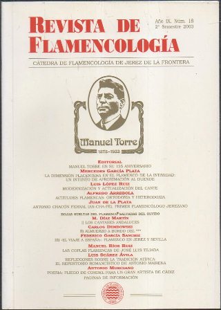REVISTA DE FLAMENCOLOGIA. AÑO lX. Nº 18. CATEDRA DE FLAMENCOLOGIA JEREZ