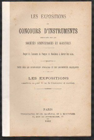 LES EXPOSITIONS CONCOURS D'INSTRUMENTS ORGANISES PAR LES SOCIETES SCIENTIFIQUES ET AGRICOLES