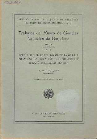 ESTUDIS SOBRE MORFOLOGIA I NOMENCLATURA DE LES SIDERITIS (SECCIÓ EUSIDERITIS BENTH