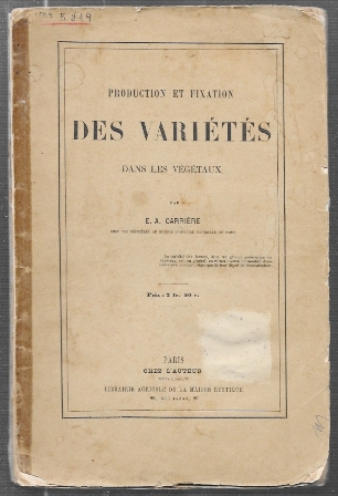 PRODUCTION ET FIXATION DES VARIETES DANS LES VEGETAUX