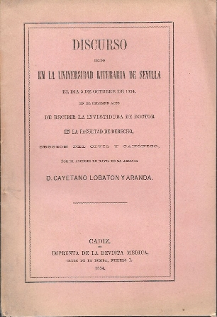 DISCURSO LEIDO EN LA INVESTIDURA DE DOCTOR DE LA FACULTAD DE DERECHO