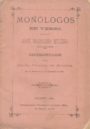 MONOLOGO EN VERSO ORIGINALES DE JOSE MARIANO MILEGO …