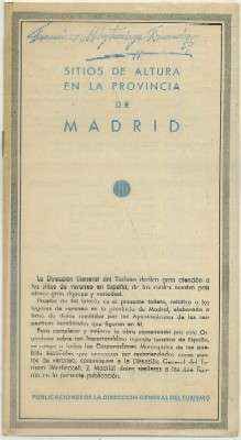 FOLLETO TURISTICO SITIOS DE ALTURA EN LA PROVINCIA DE MADRID