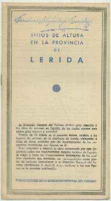FOLLETO TURISTICO SITIOS DE ALTURA EN LA PROVINCIA DE LERIDA