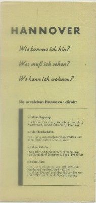 FOLLETO TURISTICO. HANNOVER