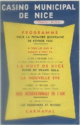 FOLLETO TURISTICO. CASINO MUNICIPAL DE NICE