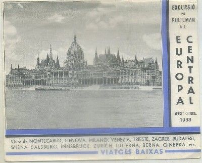 FOLLETO TURISTICO. EXCURSIO EN PULLMAN A L'EUROPA CIENTRAL 1933