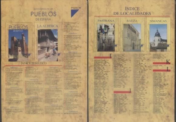 ENCICLOPEDIA DE LOS PUEBLOS DE ESPAÑA DIARIO 16.  INDICE TEMATICO Y DE LOCALIDADES. 2 VOLUMENES.